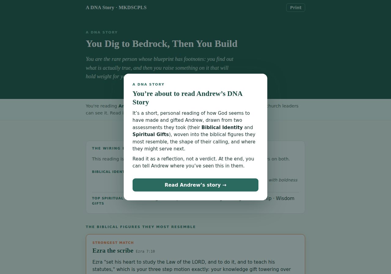 A member's DNA Story opened by their leader